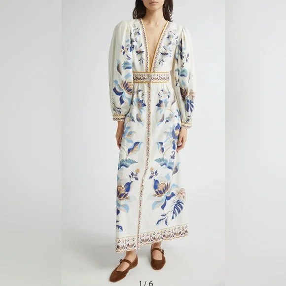 blue grey wedding guest dress FARM Rio Soft Blue Marcelle Maxi Dress, Marcelle Soft Blue / XXS main image 1